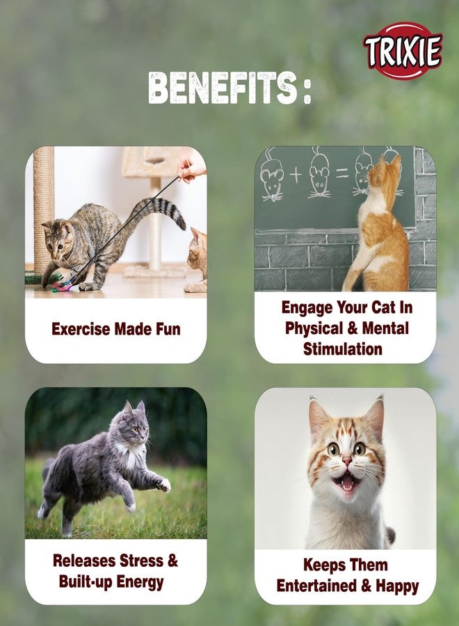 Trixie Playing Rod with Plush Mouse for Cats, Interactive Teaser Toy, Wand Toy, Suitable for All Cat Breeds (Pack of 4) - Image 5